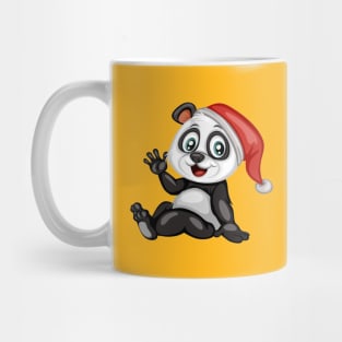 Happy Panda with a Red Christmas Hat. Cute Cartoon Panda . Happy Animals Set Mug